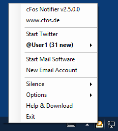 cFos Notifier context menu notification