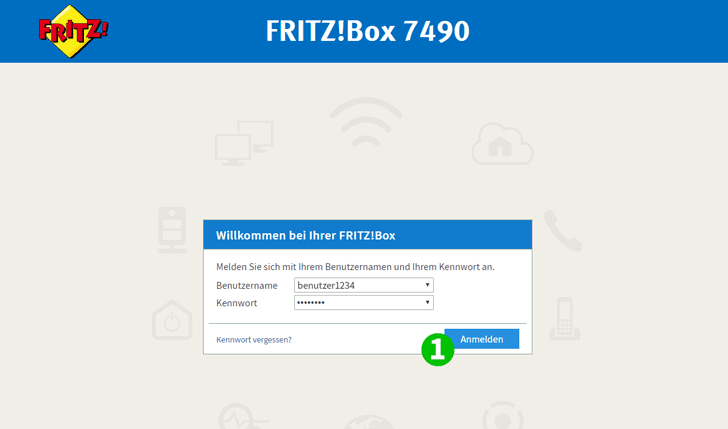 FRITZ!Box 7490 Schritt 1