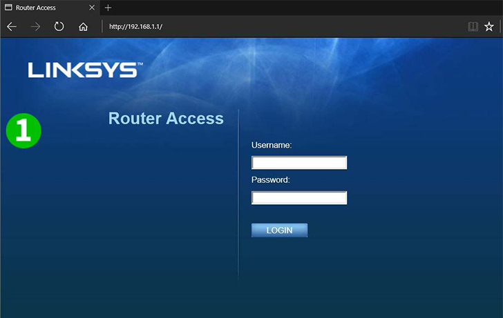 Linksys E2500 Step 1