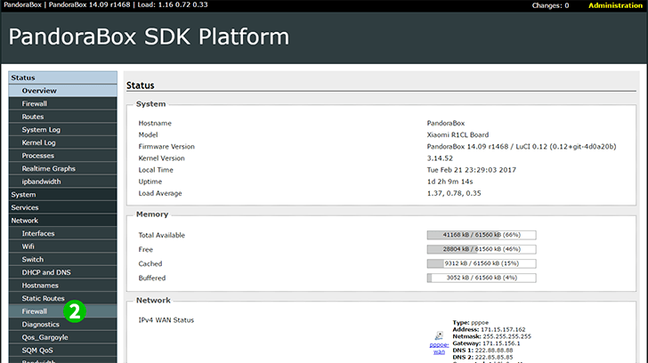 Pandorabox SDK version 14.09 Step 2