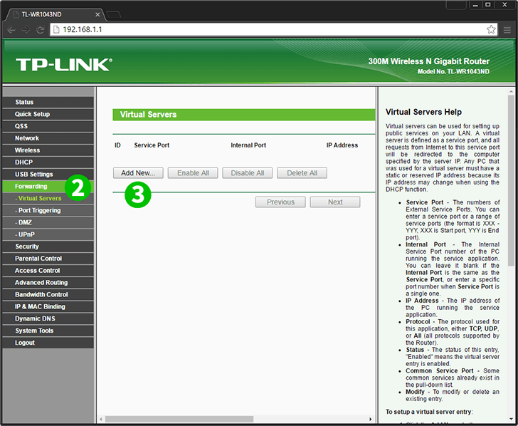 TP-Link TL-WR1043ND Steps 2-3